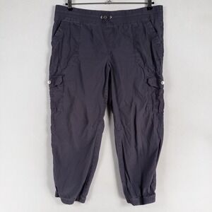 Calvin Klein Performance Pants Womens XL Dark Blue Cropped Jogger Cargo Cotton